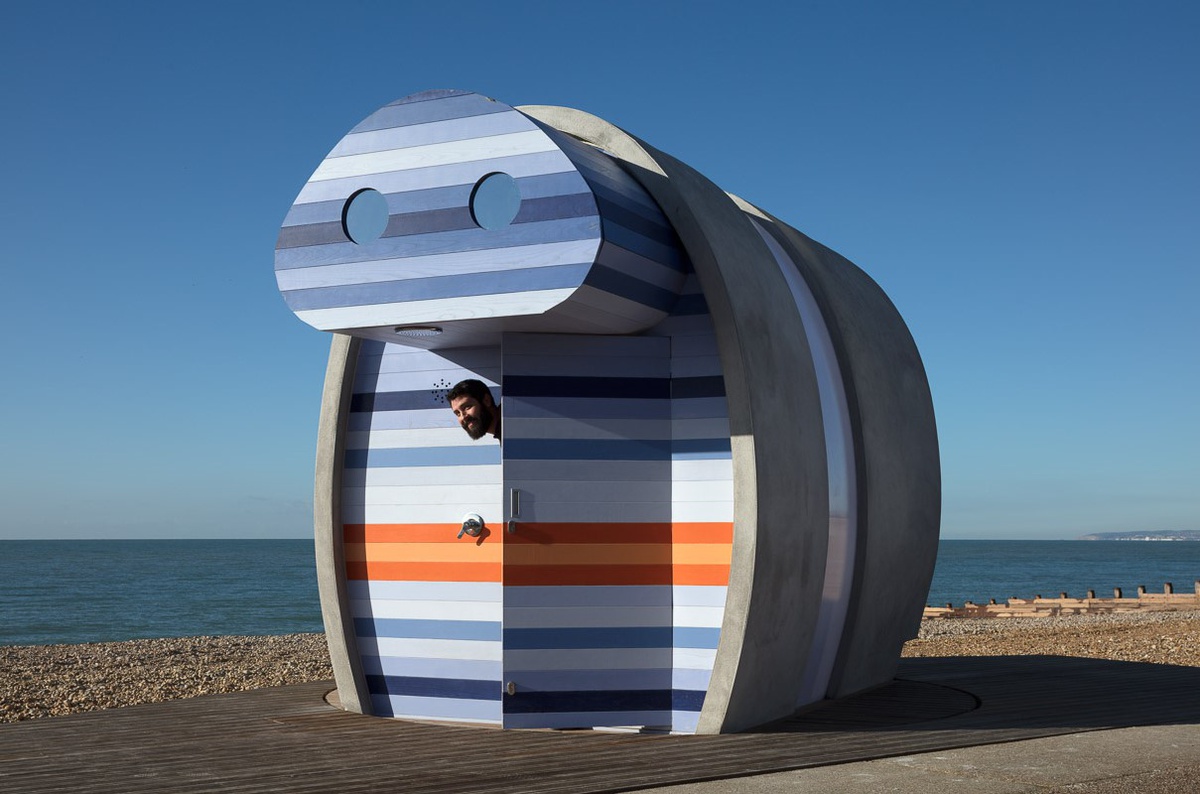 Jak Studio, cabina Spyglass Beach Hut, MuDeFri, spiaggia di Eastbourne, 2018, FVG