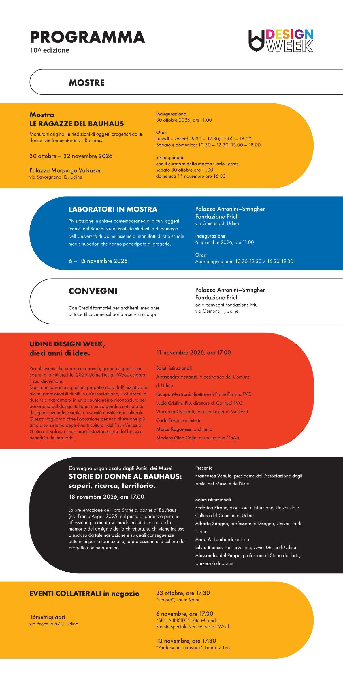 UDINE DESIGN WEEKS 10ª edizione 30 ottobre – 22 novembre 2026